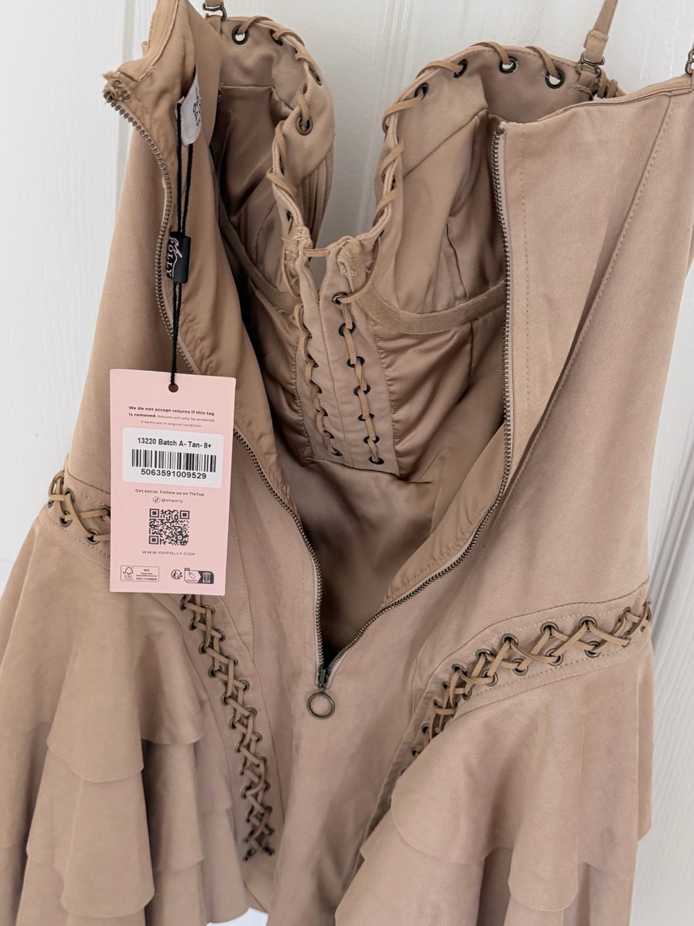 Oh Polly Beige Lace-Up Bustier Mini Dress - Picture 5 of 7